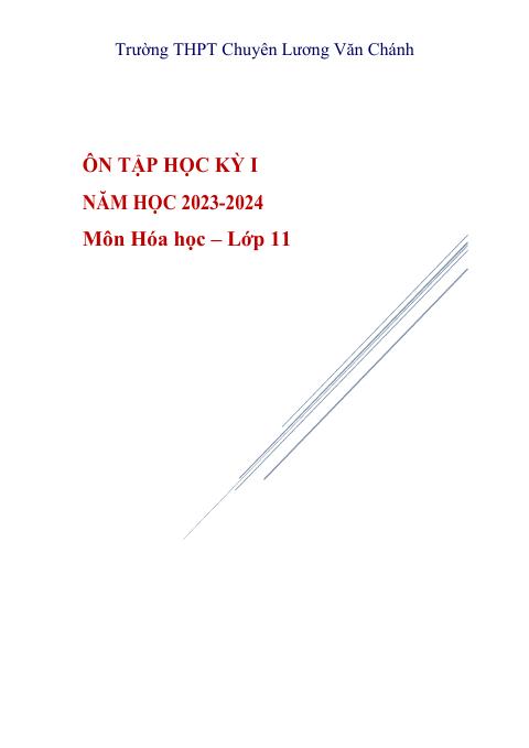 Đề cương ôn tập Học kì 1 Hóa học 11 năm 2023–2024 trường THPT chuyên Lương Văn Chánh (Đắk Lắk)